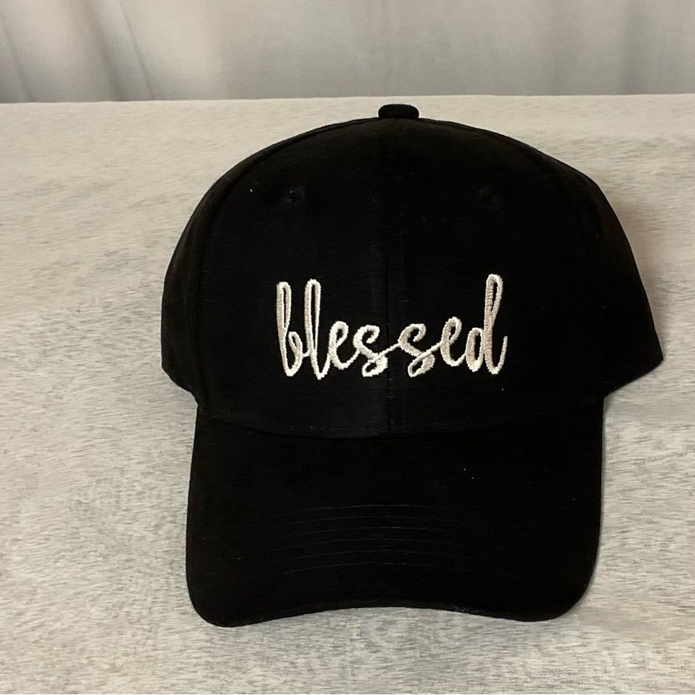 NWOT Black "Blessed" Embroidered Baseball Cap